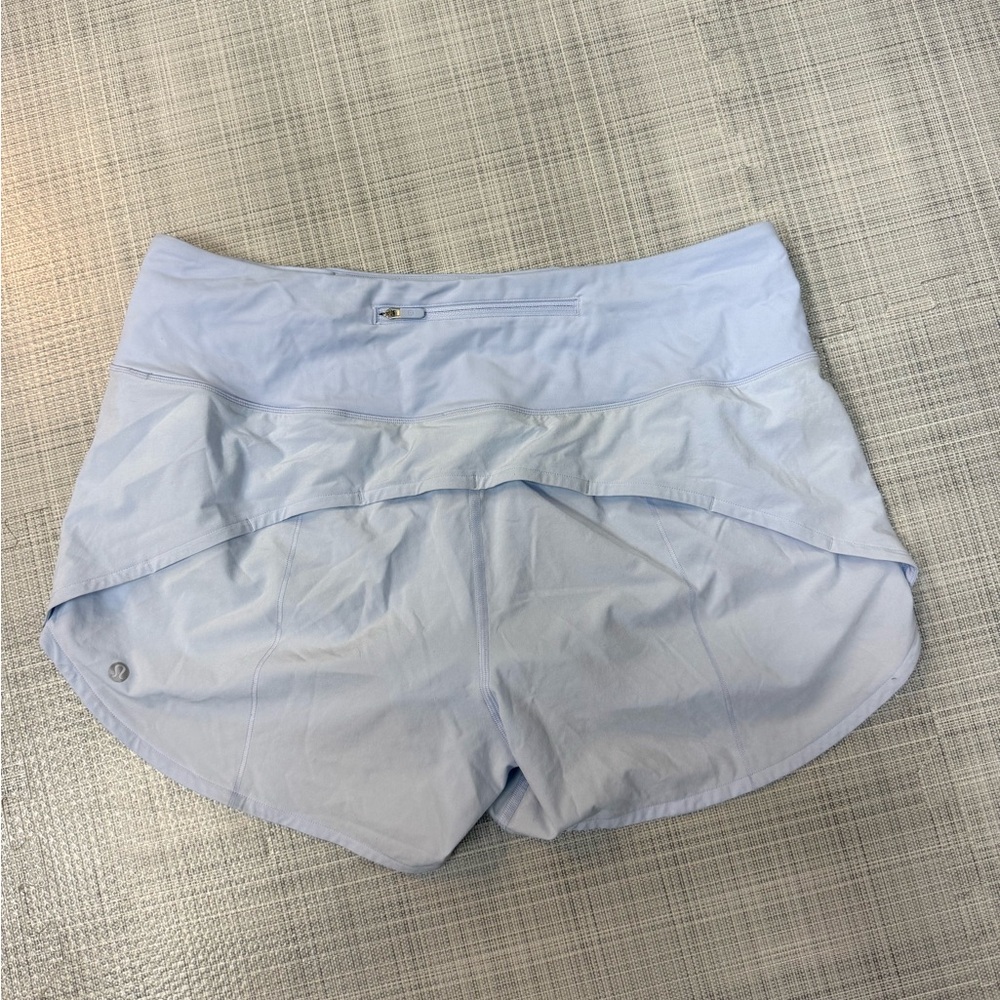 Lululemon Speed Up Short Long 4" Blue Linen Sz 12